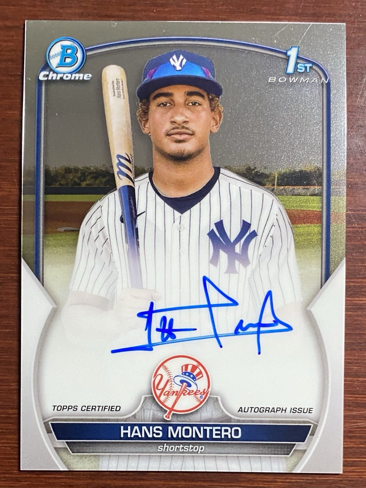 Hans Montero 2023 Bowman Chrome 1st Prospect Auto Yankees