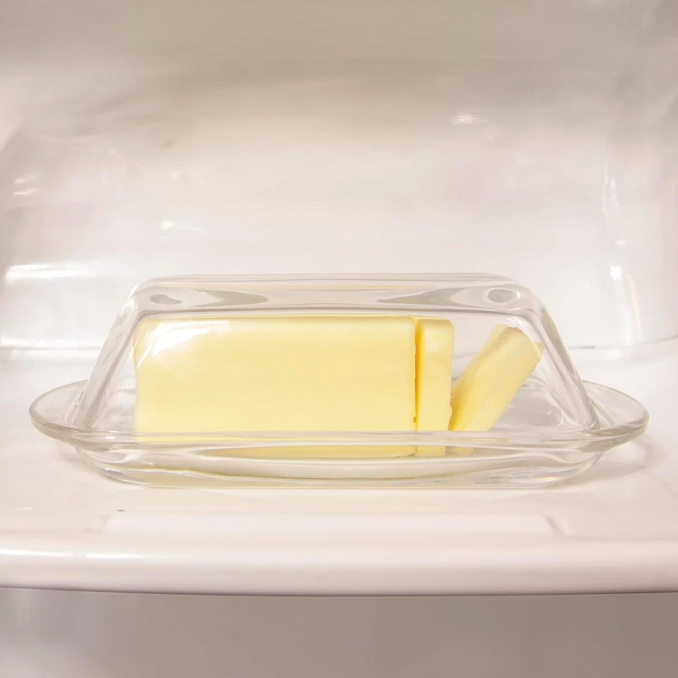 Decorative Clear Glass Butter Dish with Lid for Countertop & Refrigerator - Crys - Image 4 of 4