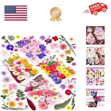 140 Pcs Dried Pressed Flowers for Resin, Real Pressed Flowers Dry Leaves Bulk...