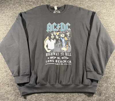 AC/DC Highway To Hell Sweatshirt Mens 2XL Black Graphic Band Rock Crewneck