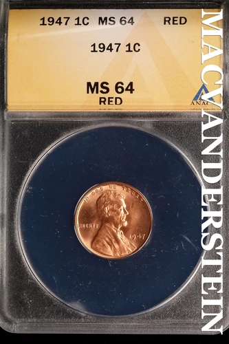 1947 Lincoln Wheat Cent - ANACS MS 64 Red - Scarce  No Reserve  #SLK678