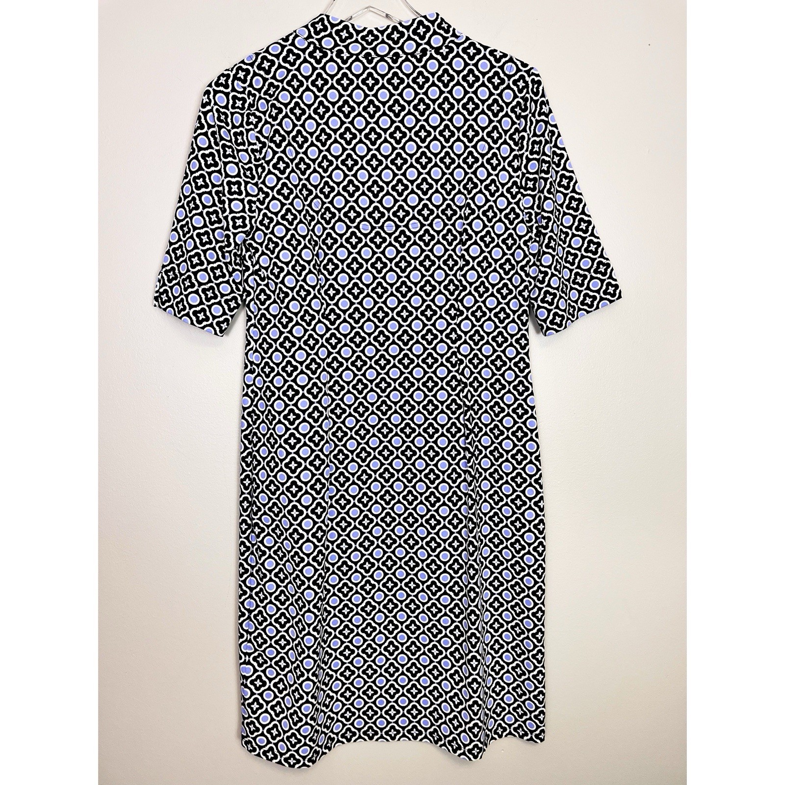 Talbots Black Blue Geometric Printed Split Neck N… - image 2