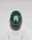 Sterling Silver Vintage Native Turquoise On Agate Habdmade Ring Size 8.5