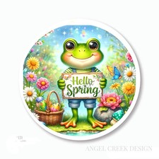 HELLO SPRING FROG PARTY FAVORS SCRAPBOOK STICKERS ENVELOPE SEALS LABELS