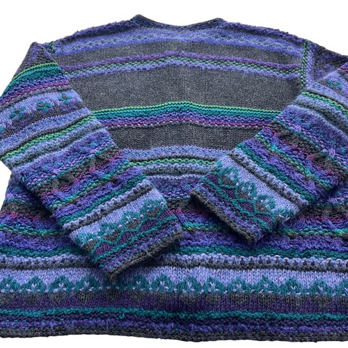 Sigrid Olsen Womens M Purple Stripe Mohair Bl Hand Knit Vintage Grandma Cardigan - Picture 16 of 19