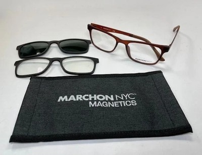 NEW MARCHON M-1501 210  210 Matte Brown MAG-SET Eyeglasses 52mm w/ 2 Extra Clips