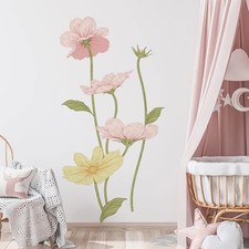 Peel and Stick Floral Wall Decals Flower Decal for Wall Door Large Pink Yellow