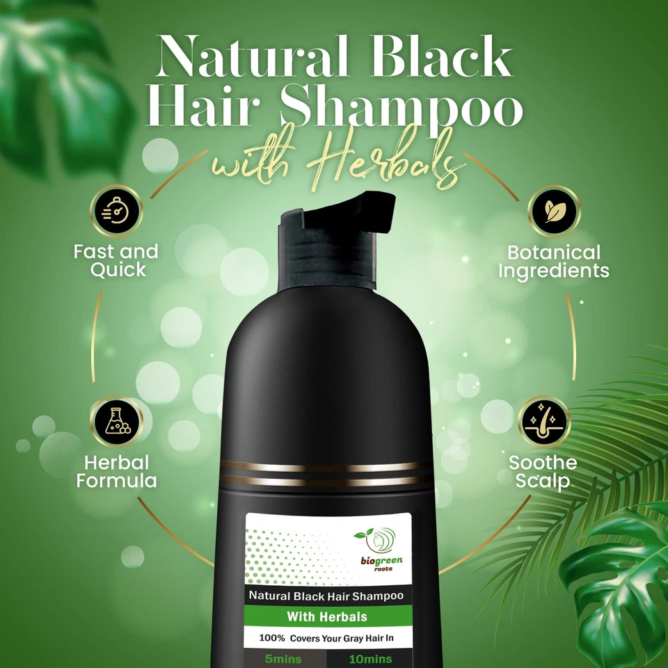 Champú para cabello a base de hierbas sin amoníaco y parabenos BIOGREEN ROOTS - tinte para el cabello Sha... Foto 2 de 4