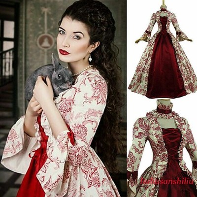 Retro Women Victorian Queen Cosplay Costume Dress Medieval Renaissance Dresses