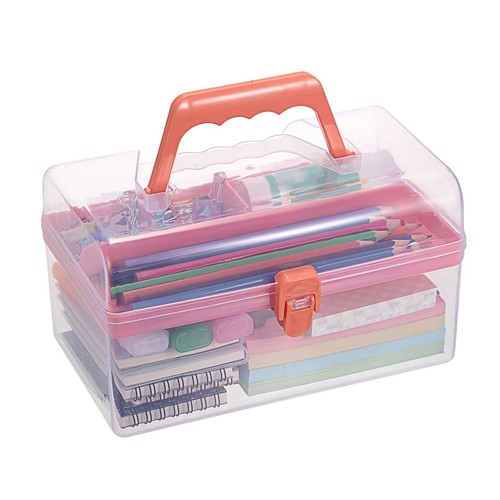 Multipurpose Plastic Craft Storage Containers with Removable Tray, Clear Plas...