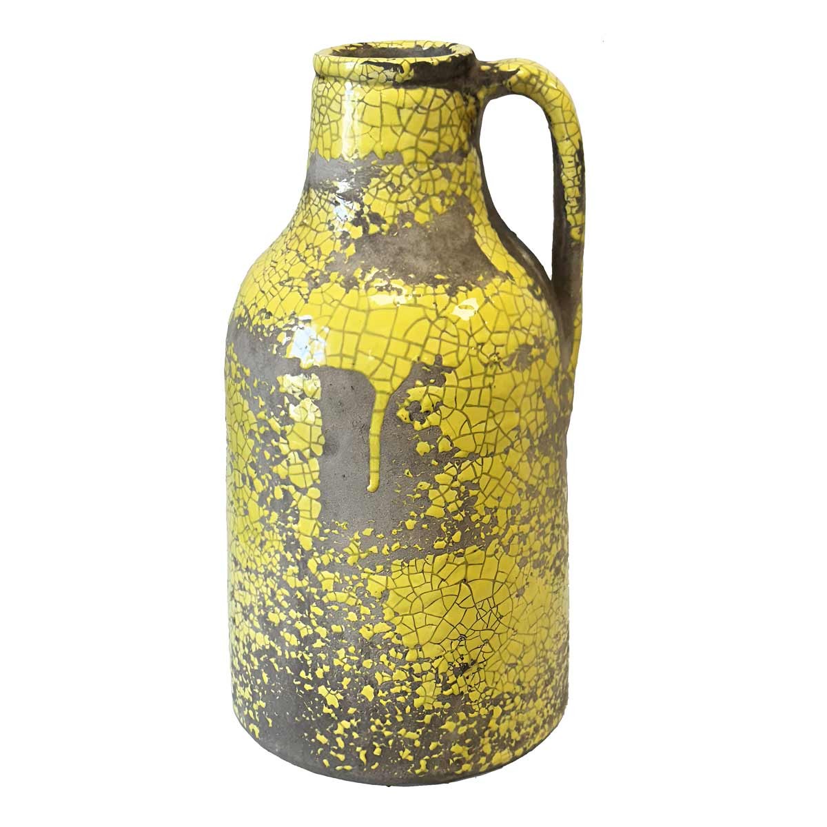 Vase en céramique jaune vitrifié 29 cm étanche pour sublimer vos grands bouquets