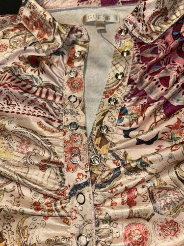 Guess Women’s Kali Paisley Long Sleeve Linen Sz-S Button Up Shirt NWOT - Picture 7 of 21