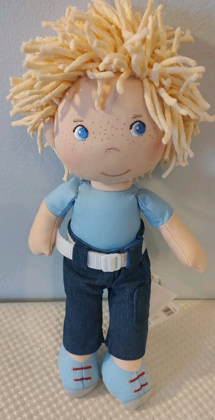 HABA Nick Soft Boy Doll Blonde Hair and Blue Eyes Sewn  Germ