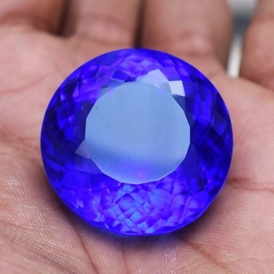 166.50 Ct Large D Block Blue Tanzanite Round Flawless Certified Loose Gemstone