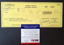 BOBBY VINTON Signed 1976 Vintage Check Blue Auto PSA/DNA COA Certified Autograph