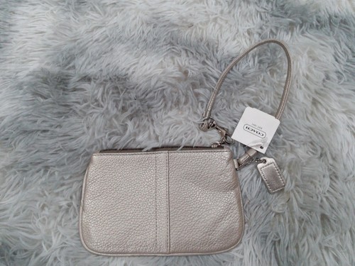 Coach Wristlet Small Black Purple Brown White Green Peach Leather Signature - Picture 23 of 40