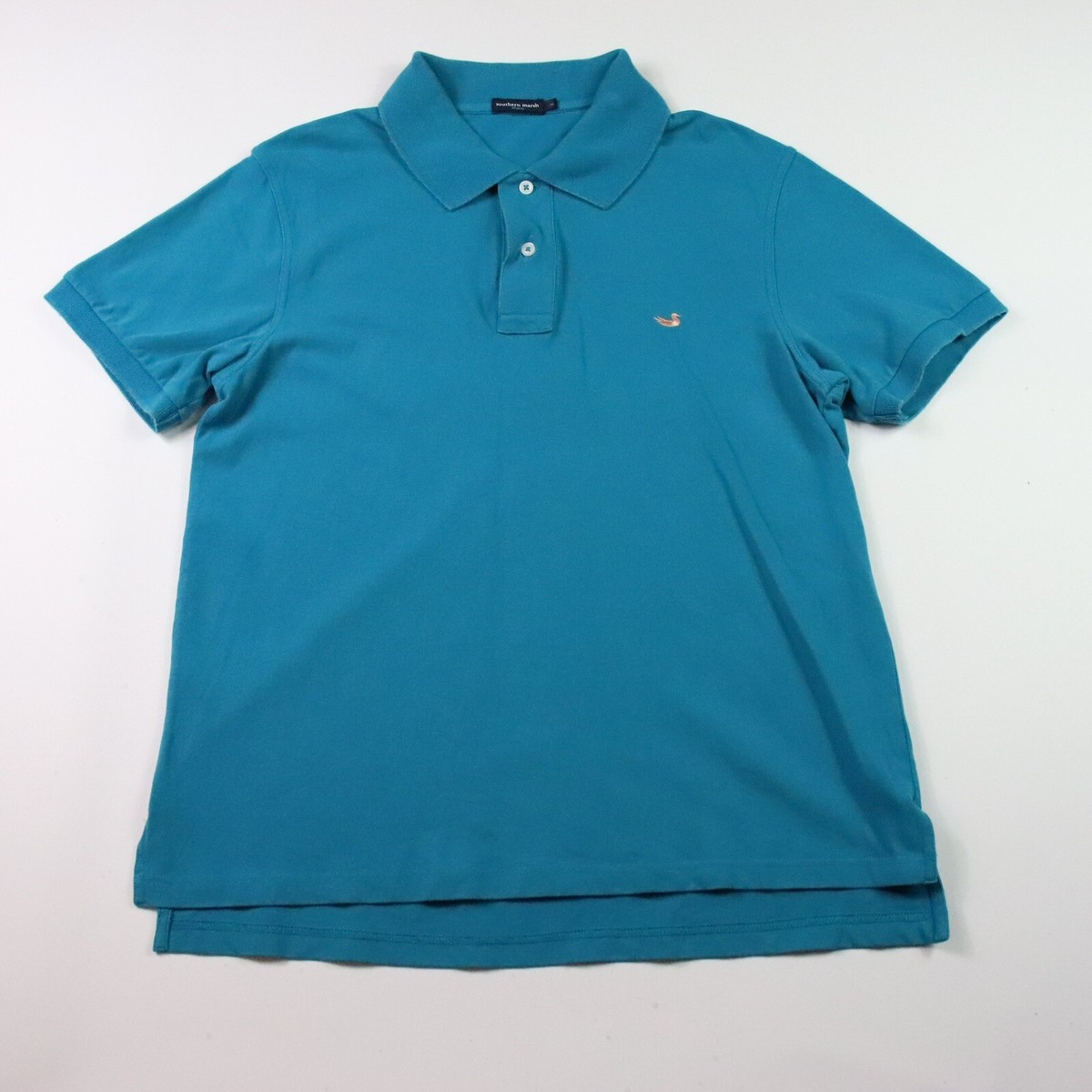 Southern Marsh Polo Shirt Mens Medium Blue Solid Short Sleeve