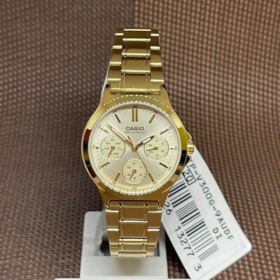 Casio LTP-V300G-9A Gold Tone Stainless Steel Analog Quartz Ladies Casual Watch