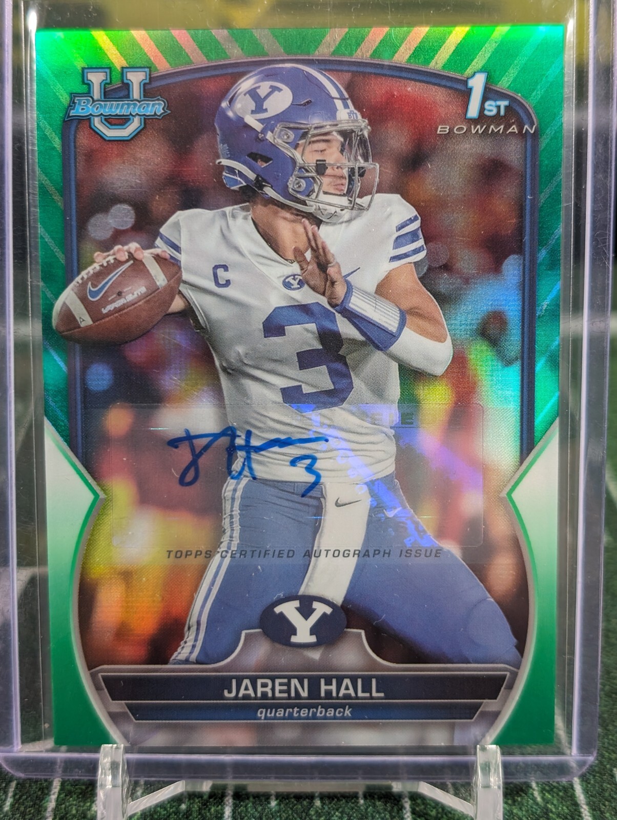2022 Bowman University Chrome Jaren Hall 1st Green Refractor Auto 1/99