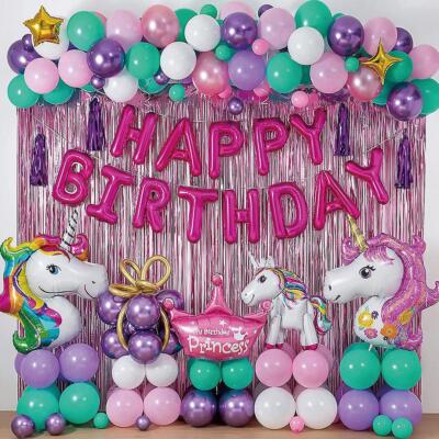 Deluxe Einhorn Party Set Kindergeburtstag Girlande Geburtstag rosa Wunschzahl