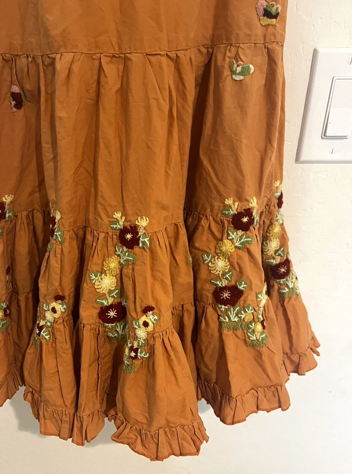 Da-Nang Orange floral Skirt Embroidered Size M Youth Girls - Image 4 of 4