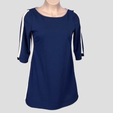 Vince Camuto Womens Dress Navy Blue Pink Side Stripe Shift 3/4 Sleeves size 14