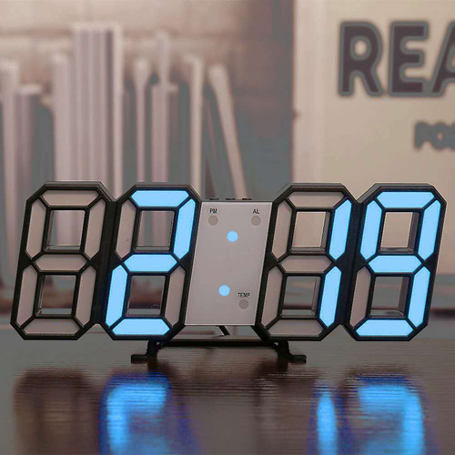 US Digital 3D LED Big Wall Desk Alarm Clock Snooze 12/24 Hours Auto Brightness