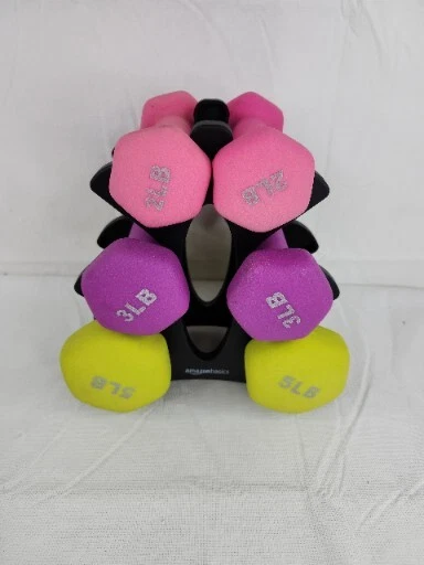 Amazon Basics 20lb Neoprene Coated Dumbbell Set With Stand