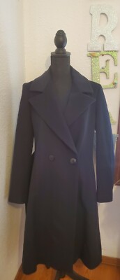 Giorgio Armani Collezioni Womens Collared Long Coat Black Wool