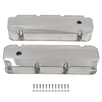 Polished Fabricated Aluminum Valve Covers W/ Hole For BBF Ford 429-460