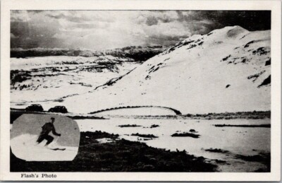 c1940s Red Lodge Ski Area, Montana Postcard ''Skiing on the Top of the World''