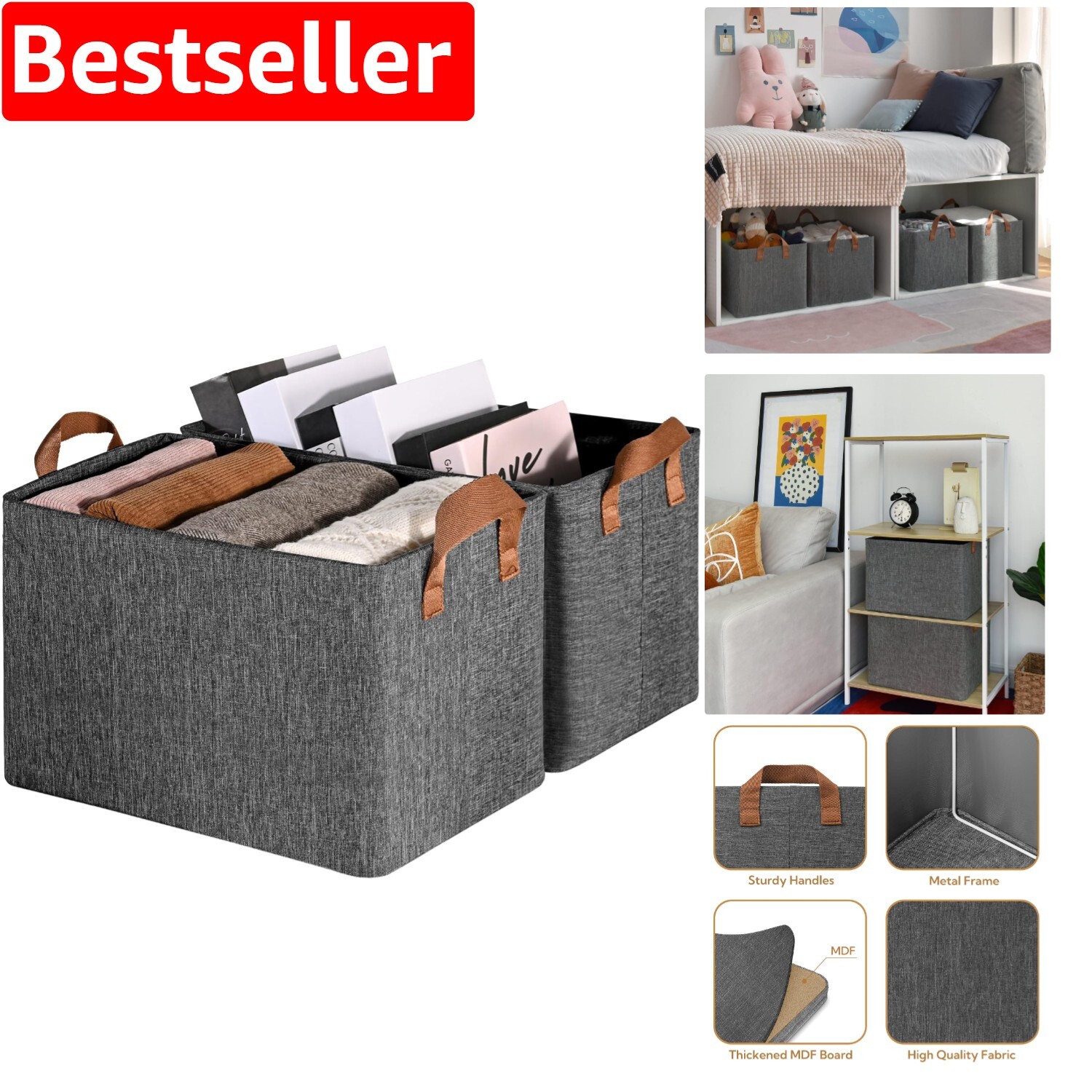 Versatile Foldable Storage Bins - Extra Large Fabric Boxes for Home Organization