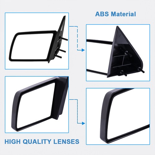Pair Of Manual Side Mirrors For 1988-1998 Chevy/GMC Pickup Trucks - Black, Towing Style, Direct Fit
