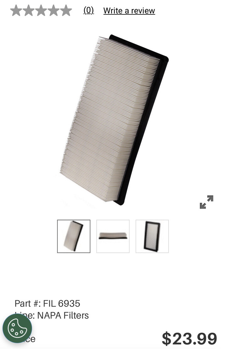 PARTSMASTER 66935 Air filter cross reference