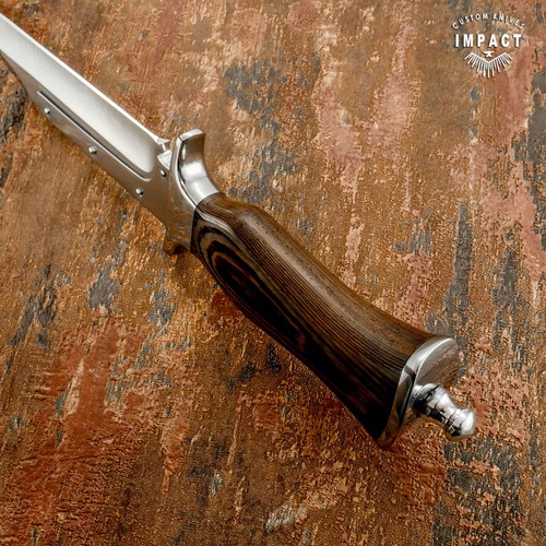 1-OF-A-KIND IMPACT CUTLERY CUSTOM D2 BOWIE KNIFE WENGE WOOD HANDLE - Picture 7 of 11