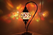 Turkish Moroccan Mosaic Lamp Tiffany Glass Table Desk Free LED Bulb and Delivery