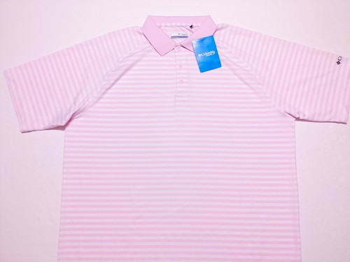 COLUMBIA Golf Omni-Wick League Polo Shirt 22S07MP Pink Striped Large L ~ New - Picture 8 of 10