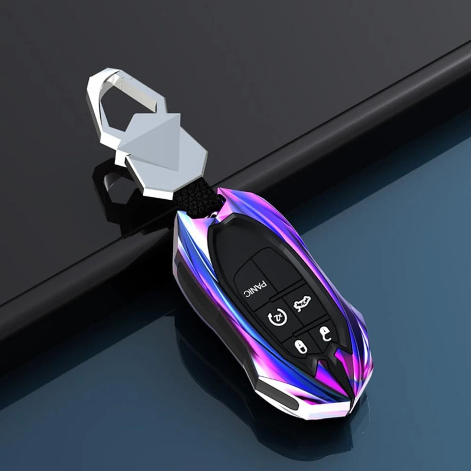 Metal Car Key Fob Case For Dodge Charger Challenger Jeep Chrysler Cherokee Fiat - Imagem 4 de 4