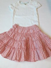 Mini Boden Hanna Andersson Outfit Shirt Skirt size 90 3 pink