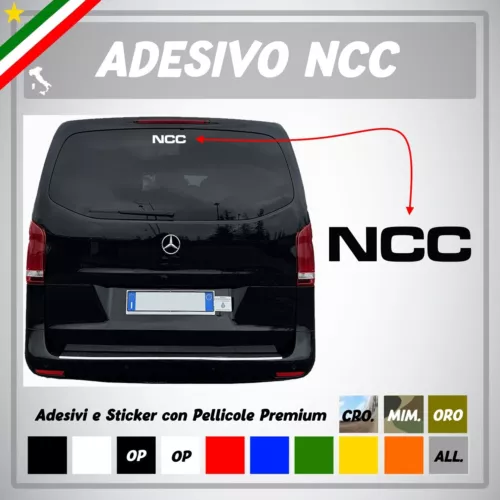ADESIVO STICKER NCC NOLEGGIO CON CONDUCENTE MISURE PERSONALIZZATE TRASPORTO