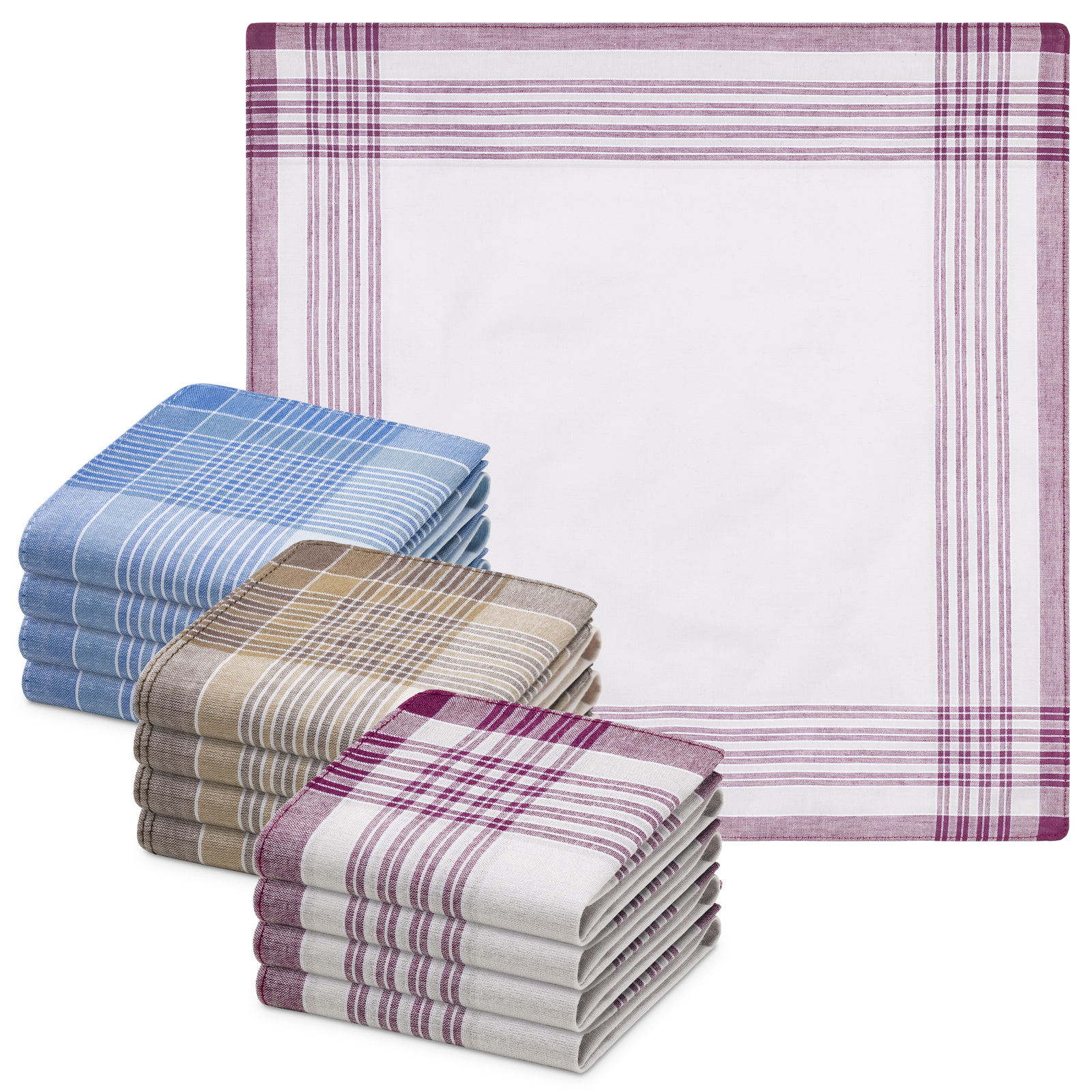 Хлопчатобумажные носовые платки - 12 тканевых носовых платков в наборе - Носовой платок 2390₽