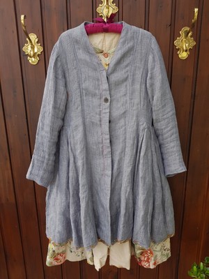 EWA I WALLA  JACKE - FRACK - MANTEL  LEINEN  FARBE : ORIGINAL GR: M