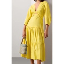 NWOT Derek Lam Yellow Twist Front Midi Dress RTR $365 Size US6/ IT42 Medium