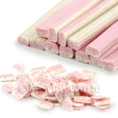 2 x handgefertigte rosa und weiße Nougat Nagelstange