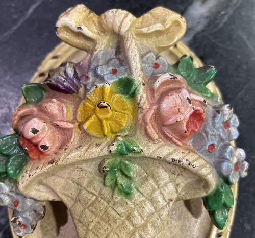 Antique Cast Iron Door Knocker Flower Basket #13 Hubley Vintage 1920's USA - Picture 5 of 5