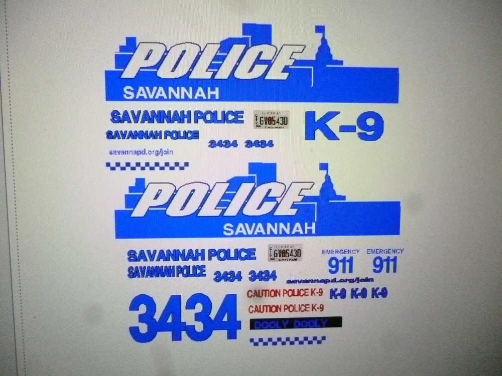 Savannah Georgia Police  K9   SUV Vehicle Decals 1:24