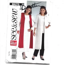 New Uncut Butterick See & Sew Pattern B4270 Size Lrg-Xlg,Vest,Tunic,Pants,Dress