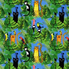 Benartex - Safari Fun - Animals - Blue/Multi, Fabric by the Yard