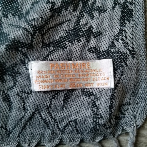 Pashmire Women's Scarf Rectangle Tassels Gray Fashion Accessory Long Shoulder - Picture 7 of 11