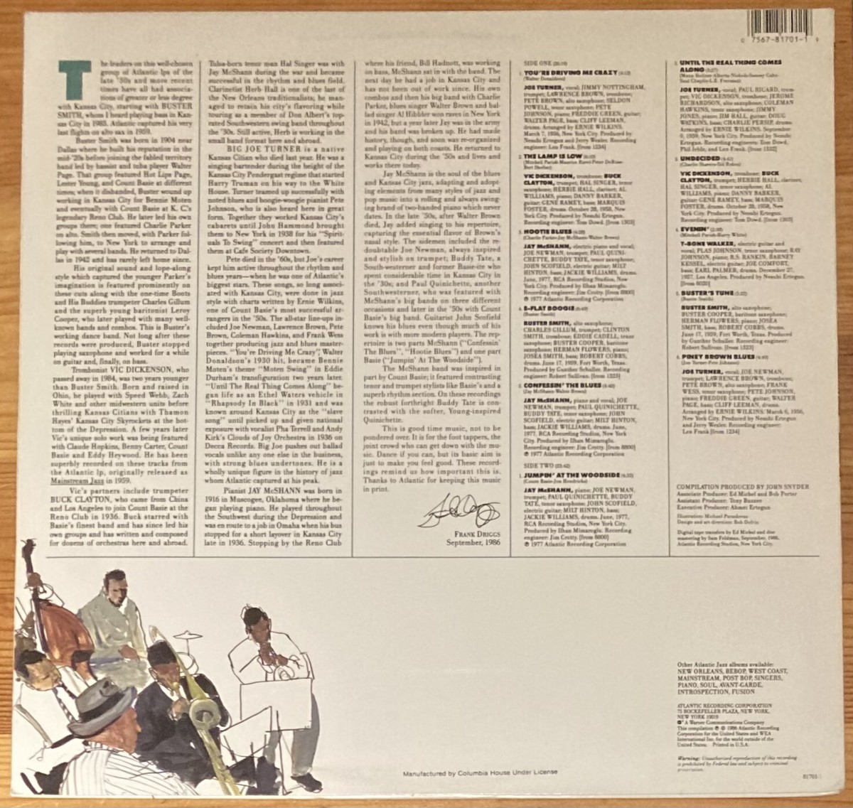 Atlantic Jazz Kansas City Vinyl LP Record Compilation T Bone